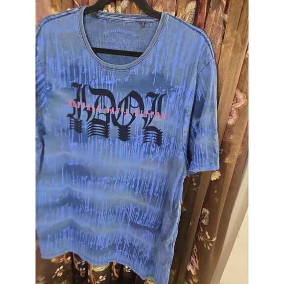 Buffalo David Bitton Men's Size XL Blue Dyed Ink Graphic Crew-Neck T-Shirt - Picture 7 of 12